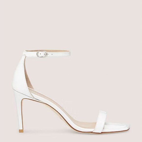 Stuart Weitzman Shoes - Stuart Weitzman NunakedCurve 85 Sandal Heel in White